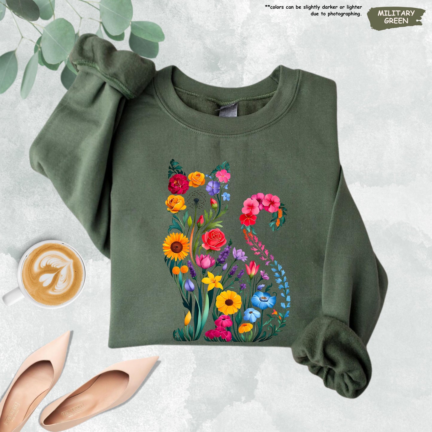 Floral Cat Shirt, Cat Mom Shirt, Wildflower Cat T-Shirt, Flower Cat Shirt, Cat Lover Shirt, Animal Lover Tee, Cat Lovers Gift, Cat Owner Tee