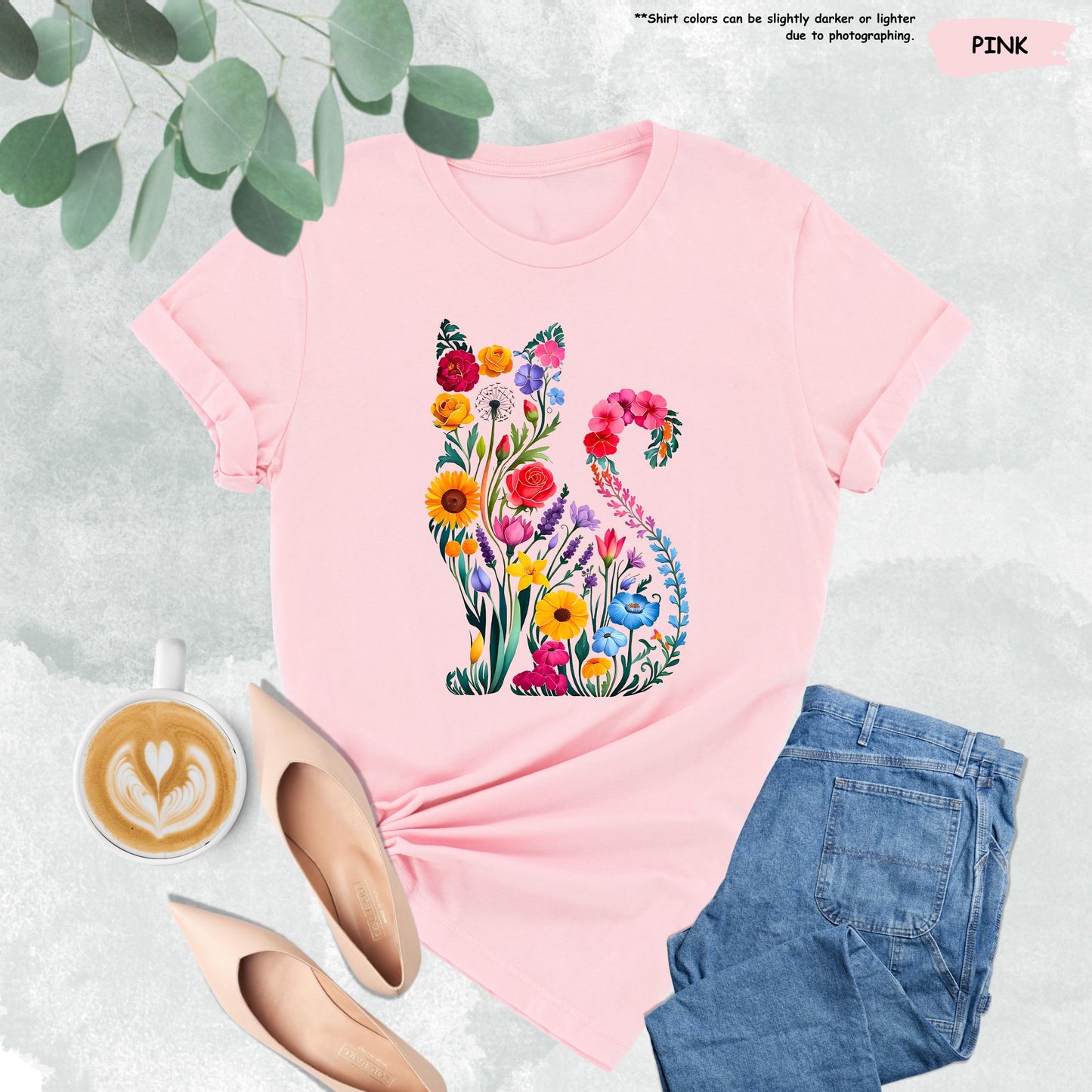 Floral Cat Shirt, Cat Mom Shirt, Wildflower Cat T-Shirt, Flower Cat Shirt, Cat Lover Shirt, Animal Lover Tee, Cat Lovers Gift, Cat Owner Tee