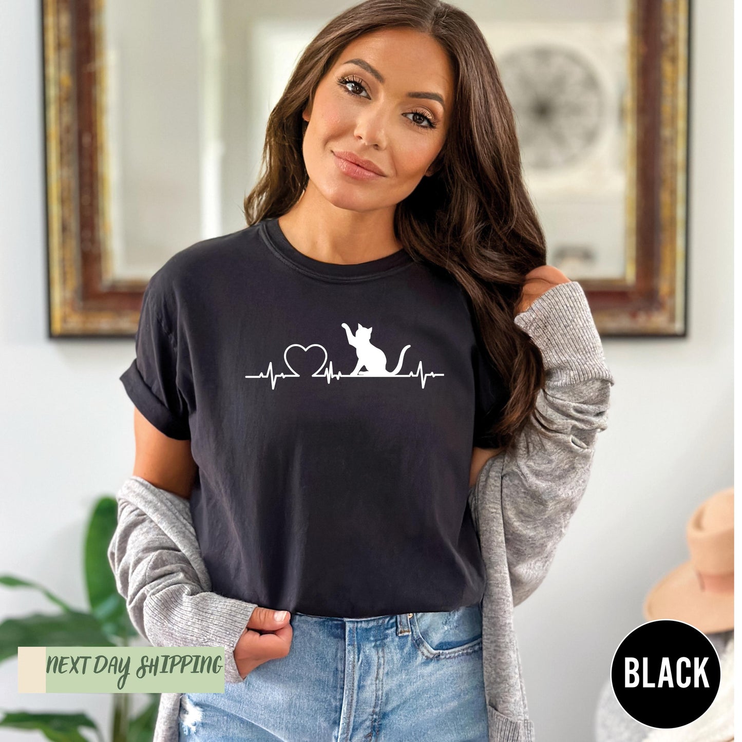 Cute Cat Shirt, Cat Heartbeat Shirt, Cat Lover Shirt, Cute Kitty Tee, Kitten T-shirt, Funny Cat Shirt, Funny Sarcastic Shirt, Women Shirt