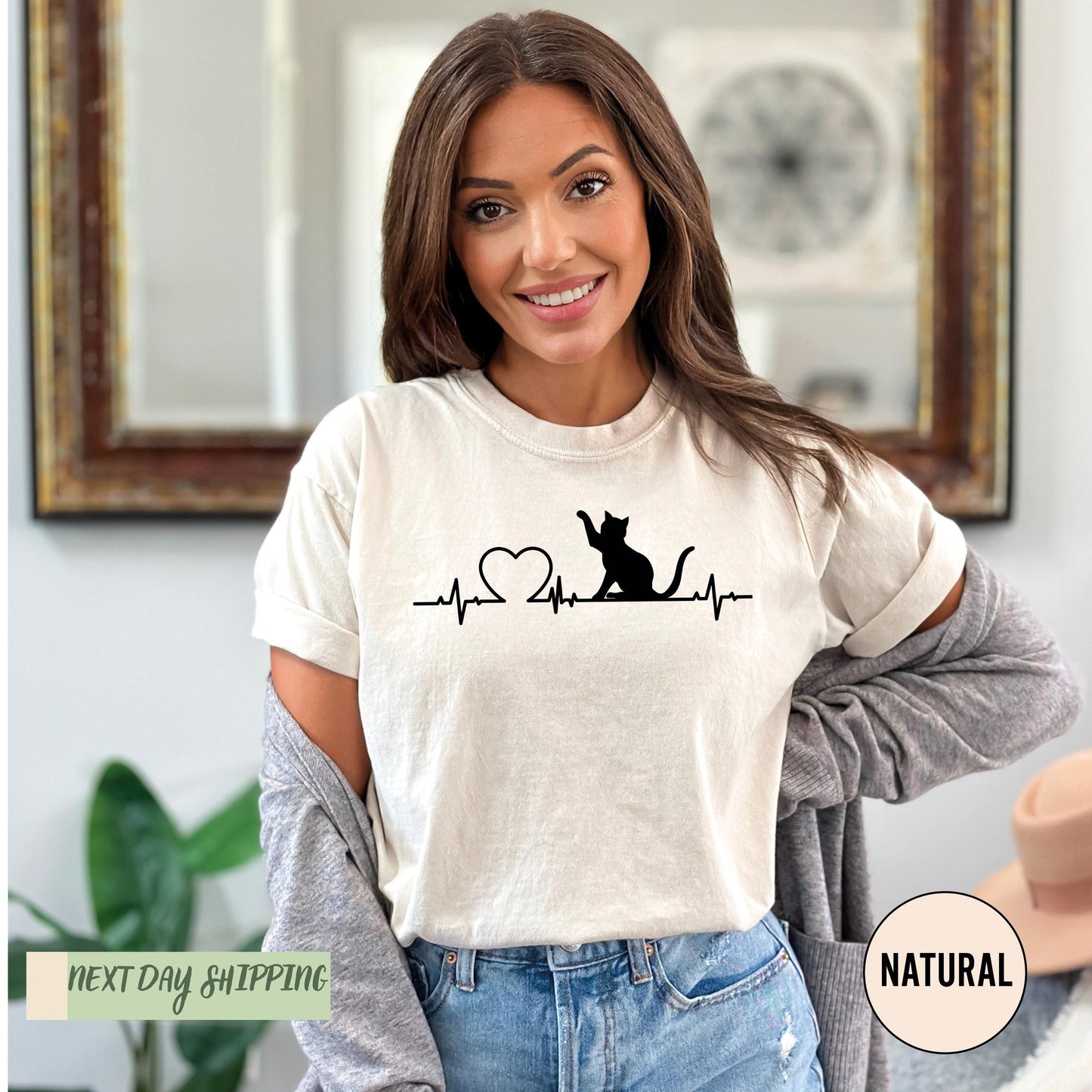 Cute Cat Shirt, Cat Heartbeat Shirt, Cat Lover Shirt, Cute Kitty Tee, Kitten T-shirt, Funny Cat Shirt, Funny Sarcastic Shirt, Women Shirt