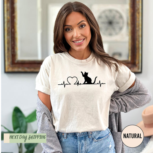 Cute Cat Shirt, Cat Heartbeat Shirt, Cat Lover Shirt, Cute Kitty Tee, Kitten T-shirt, Funny Cat Shirt, Funny Sarcastic Shirt, Women Shirt