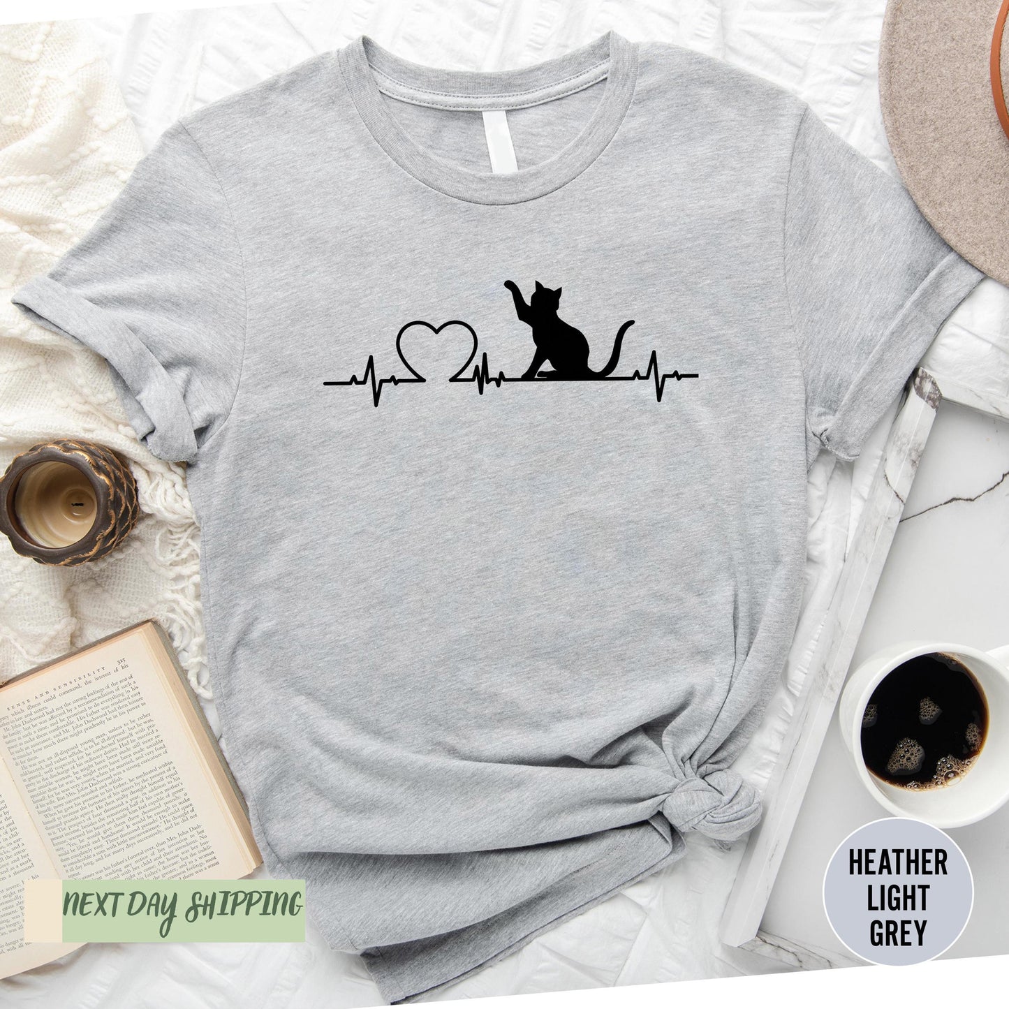 Cute Cat Shirt, Cat Heartbeat Shirt, Cat Lover Shirt, Cute Kitty Tee, Kitten T-shirt, Funny Cat Shirt, Funny Sarcastic Shirt, Women Shirt