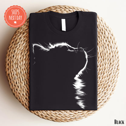 Cat Shirt - Cat Silhouette Tshirt - Cat Mom Tee - Gift For Cat Owner - Cat Lover Shirt - Cat Dad - Minimalist Cat Shirt - Cat Parents Gift
