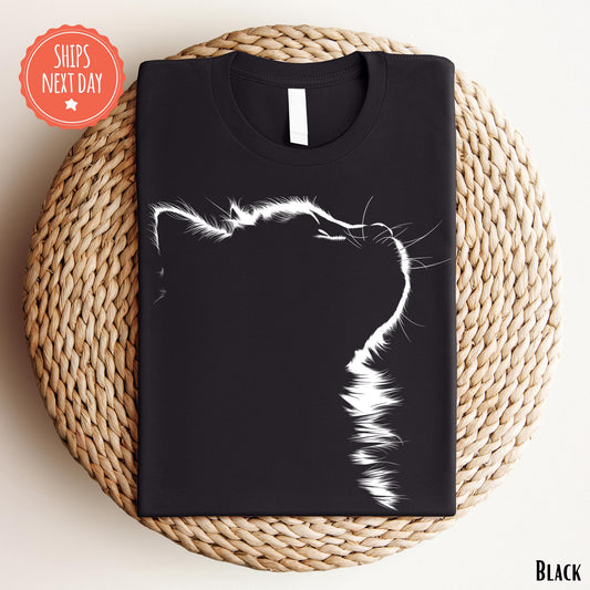 Cat Shirt - Cat Silhouette Tshirt - Cat Mom Tee - Gift For Cat Owner - Cat Lover Shirt - Cat Dad - Minimalist Cat Shirt - Cat Parents Gift
