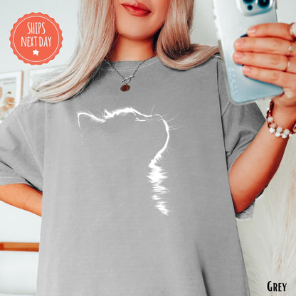 Cat Shirt - Cat Silhouette Tshirt - Cat Mom Tee - Gift For Cat Owner - Cat Lover Shirt - Cat Dad - Minimalist Cat Shirt - Cat Parents Gift
