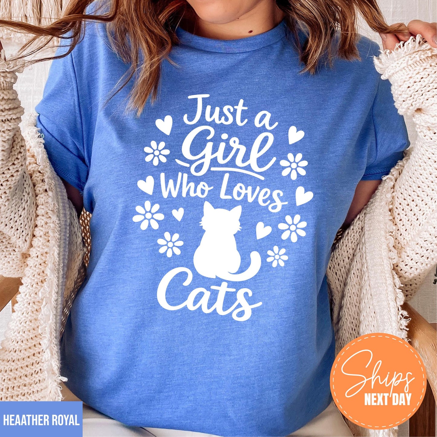 Just A Girl Who Loves Cats T-Shirt, Cat Mom Tee, Cute Cat Lover Gift For Women