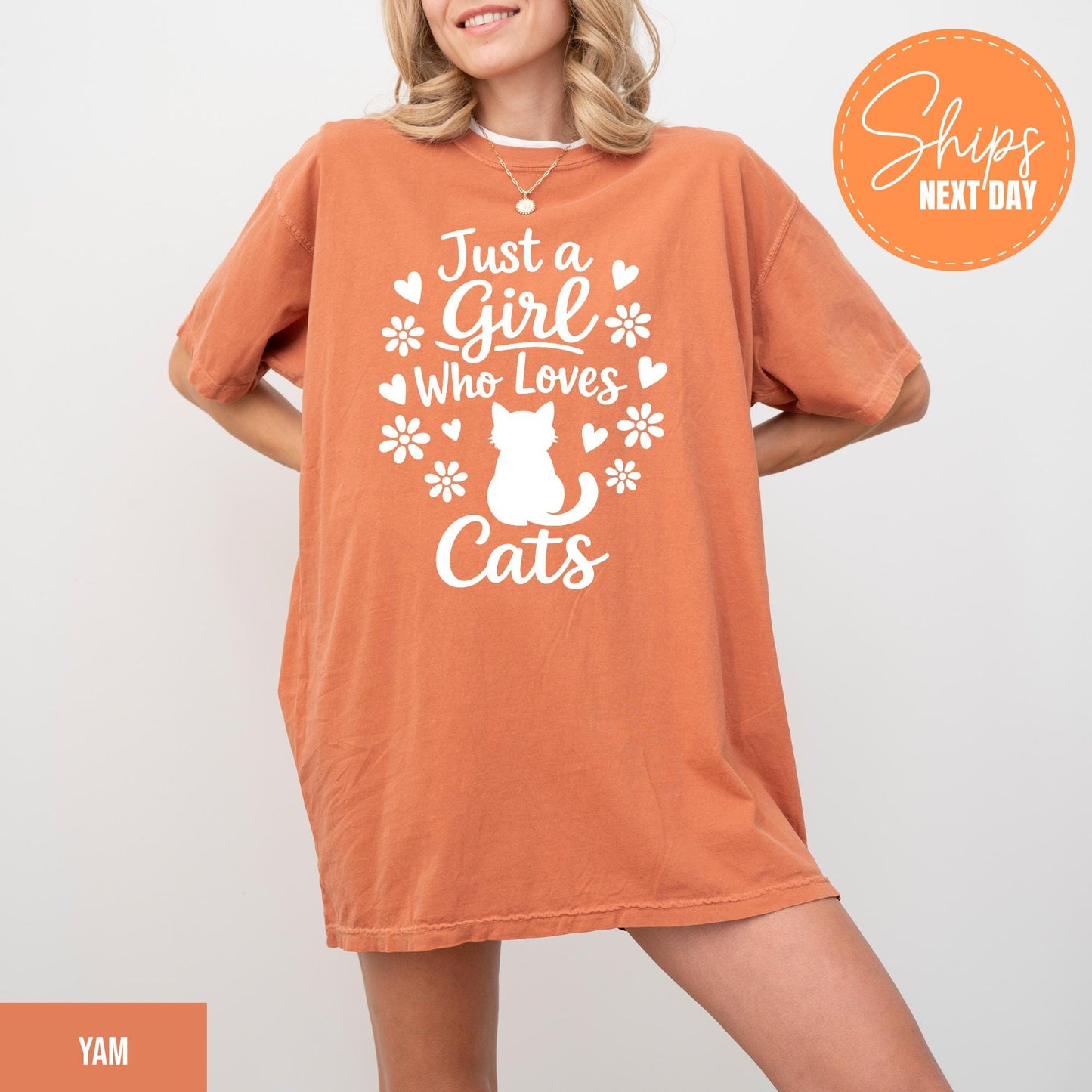 Just A Girl Who Loves Cats T-Shirt, Cat Mom Tee, Cute Cat Lover Gift For Women