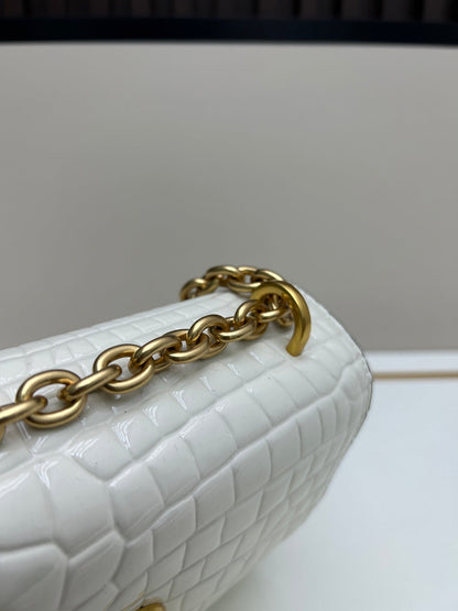 Valentino Vain Shoulder Bag White Embossed Leather Pattern