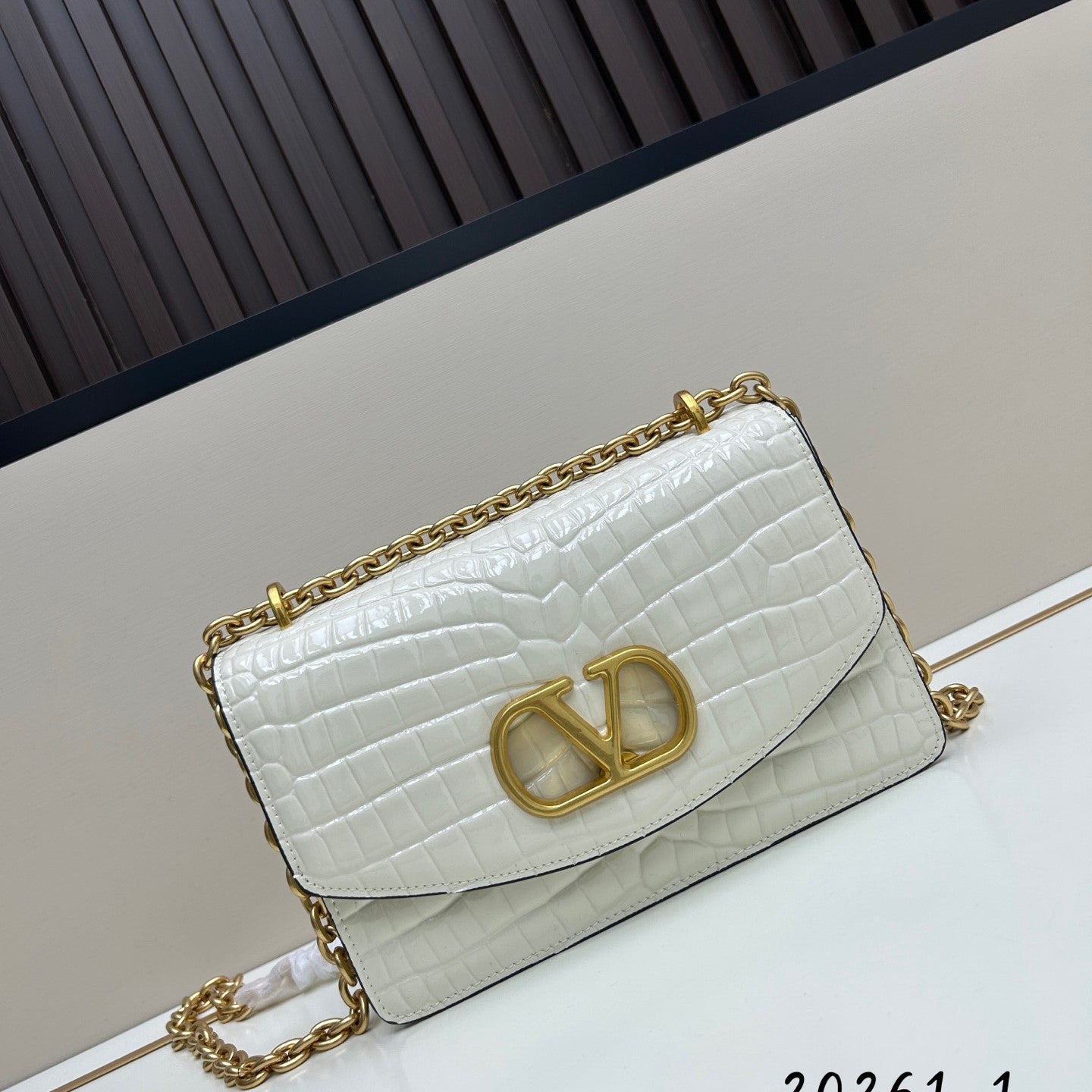 Valentino Vain Shoulder Bag White Embossed Leather Pattern