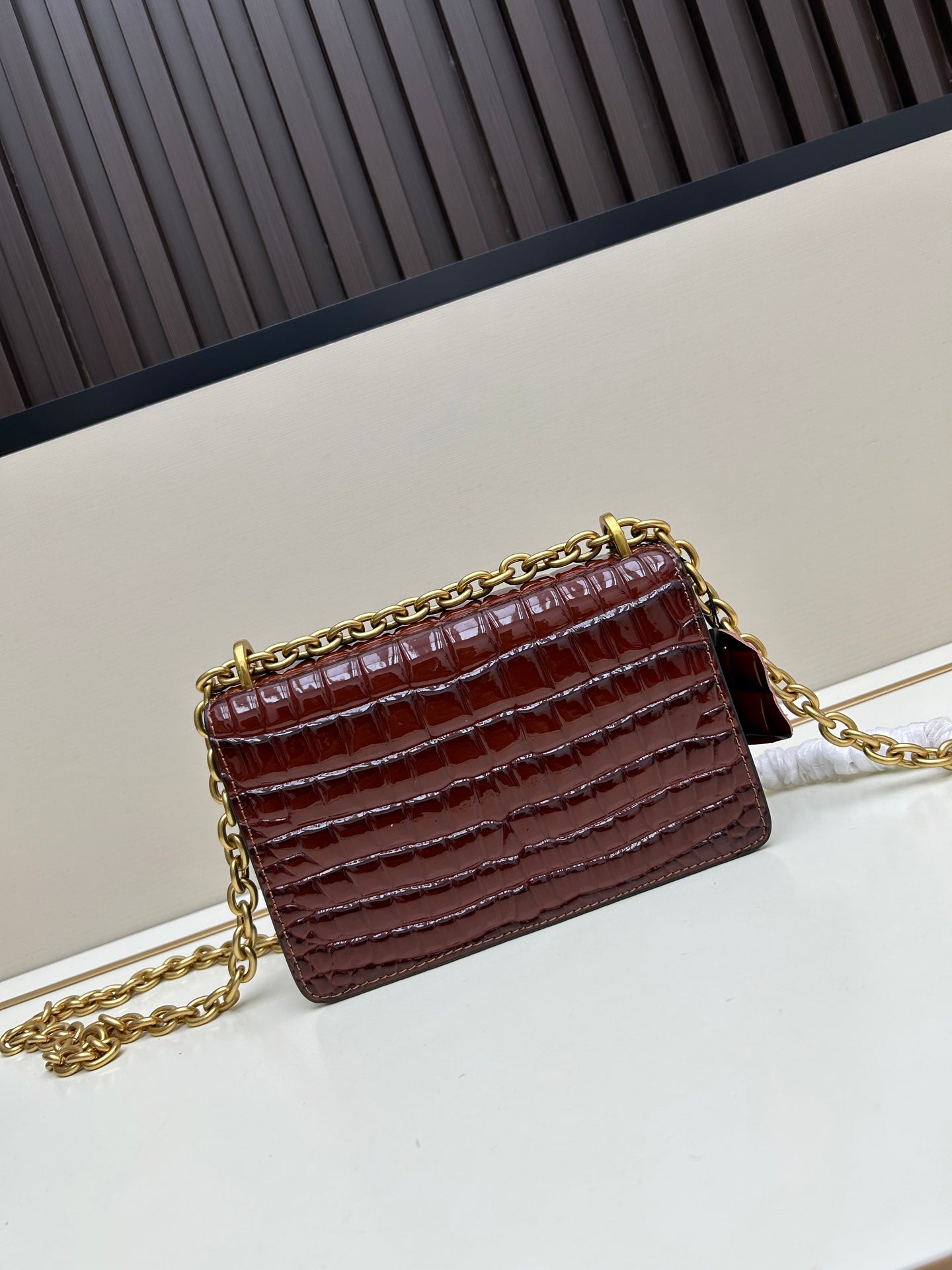 Valentino Vain Shoulder Small Bag Burgundy Embossed Leather Pattern