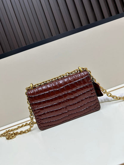 Valentino Vain Shoulder Small Bag Burgundy Embossed Leather Pattern