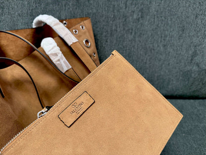 Valentino Garavani tote brown suede 555248