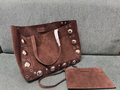 Valentino Garavani tote dark brown suede 555249